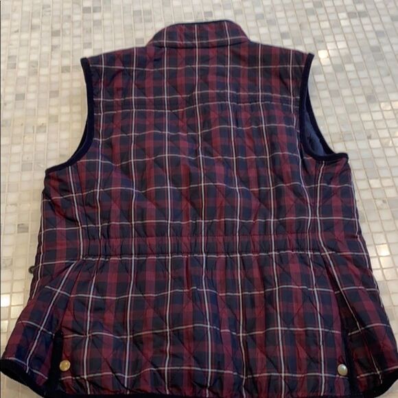 Red Plaid Quilted Petite Vest by Talbots with Corduroy Detailing - Picture 8 of 8